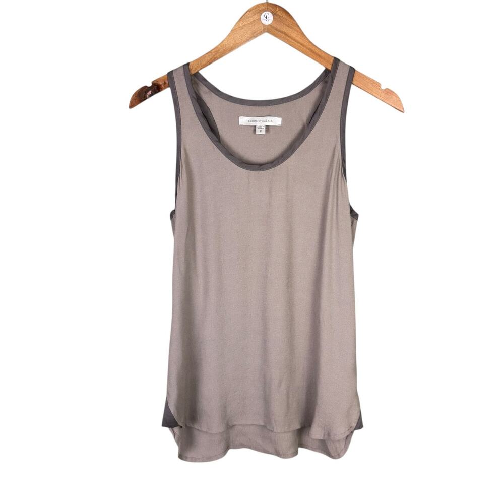 Brochu Walker Tan Light Brown Racerback Satin Trim Layering Camisole Tank Top